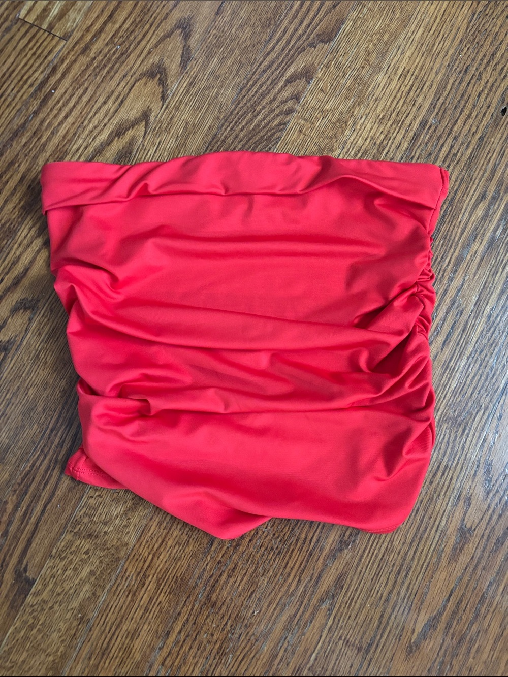 Red Strapless Ruched Tube Top